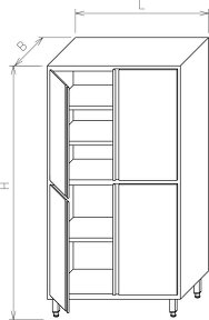Szafa magazynowa - 3 półki stałe - drzwi suwane - 2 poziomy MR-216