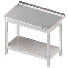 Stół stalowy z półką, przyścienny, spawany, 1400x600x850 mm