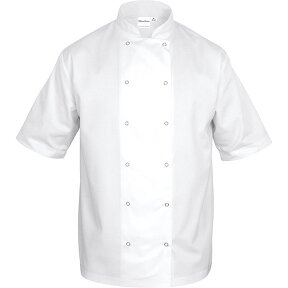 Bluza kucharska, unisex, krótki rękaw, biała, rozmiar M