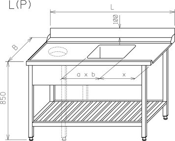 Stół podawczy - do zmywarki kapturowej z półką gretingową MR-137