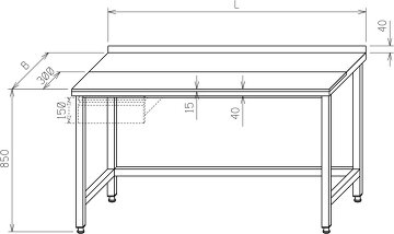 Stół roboczy - z deska z tworzywa sztucznego do krojenia MR-034