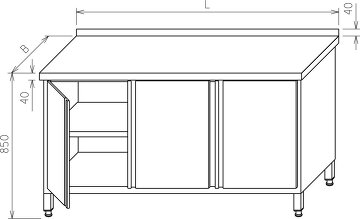 Stół roboczy - szafka z półką drzwi otwierane MR-015