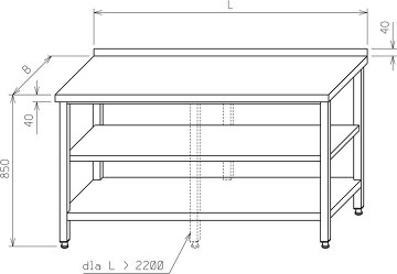 Stół roboczy - z dwoma półkami MR-004