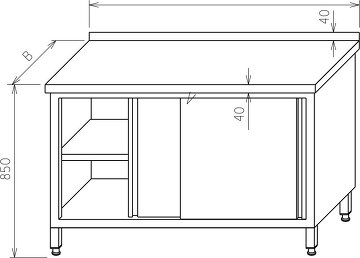 Stół roboczy -  szafka z półką drzwi suwane MR-014