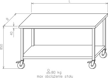 Stół roboczy na kółkach - z półką MR-011